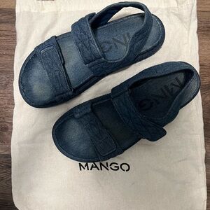 Mango Denim-Look Navy Velcro Sandals
